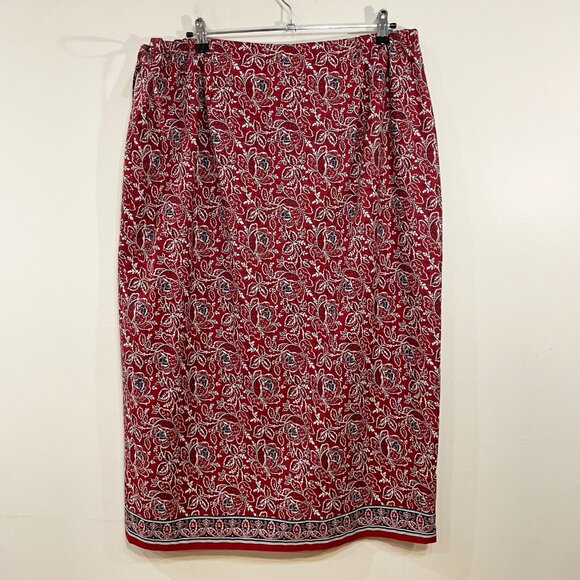 Like New VTG 100% Cotton Paisley Wrap Midi Skirt 16W, 1X fit - Picture 2 of 6